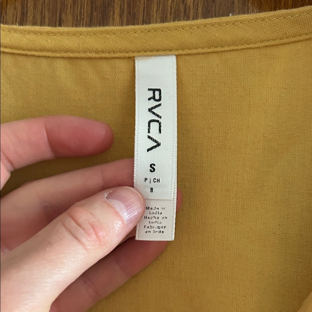 RVCA Mustard Button-Down Mini Dress - Picture 2 of 3
